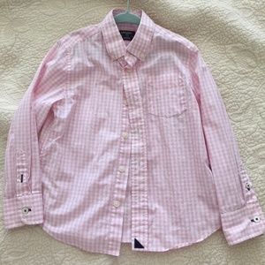 Boys Pink Gingham Long Sleeve Button Down